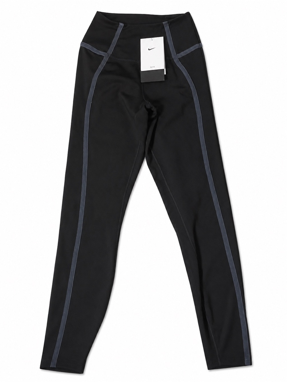 NWT Nike Girls' Black Leggings with Gray Contrast Piping Retail $70.00
